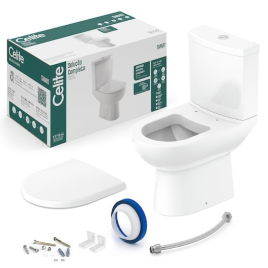 Kit Vaso Sanitário Com Caixa Acoplada E Itens De Instalaçao Smart Branco Celite - Imagem principal - b6a5f55e-d4e5-4d35-ac09-3619efc96d39