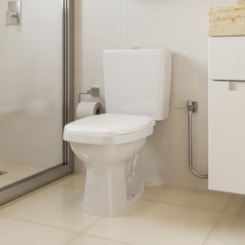 Kit Vaso Sanitário Completo Com Caixa Acoplada Assento Polipropileno Componentes De Instalação Like Branco Celite