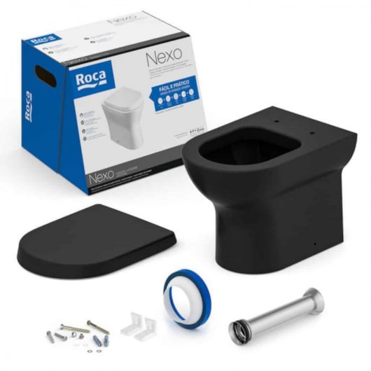 Kit Vaso Sanitário Convencional Acessórios De Instalação E Assento Termofixo Nexo Matte Black Roca - Imagem principal - 468a0961-b5cb-4fec-a5a2-b6a9e3eb52db