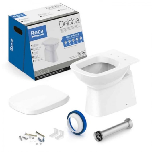 Kit Vaso Sanitário Convencional Com Acessórios De Instalação E Assento PP Debba Classic Branco Roca - Imagem principal - 0be89db2-8662-486b-8bf5-abcc5e2a98a3