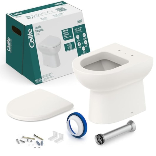 Kit Vaso Sanitário Convencional Com Acessórios De Instalaçao E Assento Sanitário Pp Sc Smart Branco Celite - Imagem principal - cdafcaa8-db6a-4af0-a9f7-80070b6a9fb4
