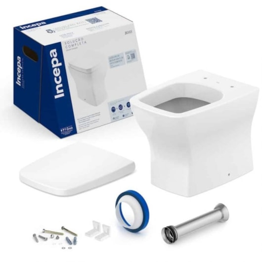 Kit Vaso Sanitário Convencional Com Assento Em Polipropileno E Acessórios Boss Branco Incepa - Imagem principal - 3f2c05a3-09bb-4b6b-9aac-e84b78b28407