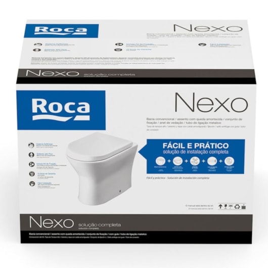 Kit Vaso Sanitário Convencional Com Assento Polipropileno E Acessórios Nexo Branco Roca  - Imagem principal - 7c4ce3b8-2e52-4dd1-8d7b-a140845ecdc1