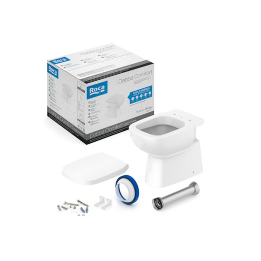 Kit Vaso Sanitário Convencional Com Assento PP E Itens de Instalação Debba Comfort Branco Roca - Imagem principal - f239b98d-1d01-4e06-b3df-d625672fa517