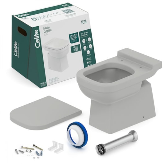 Kit Vaso Sanitário Convencional Com Assento Termofixo e Complementos de Instalação Elite Stone Celite - Imagem principal - e7dcaee1-5860-4ea4-86d2-516649349efd