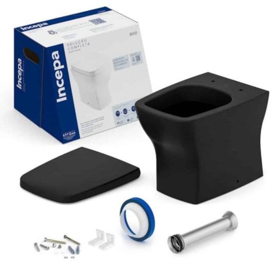 Kit Vaso Sanitário Convencional Com Assento Termofixo SoftClose Boss Matte Black Incepa - Imagem principal - 87f5e8b9-f8d4-4fa6-916c-461baf9d71ee