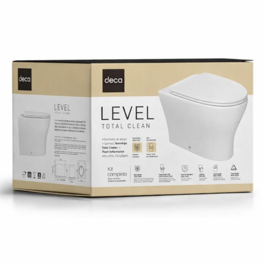 Kit Vaso Sanitário Convencional Completo Branco Level Total Clean Deca - Imagem principal - 2a8233fe-f316-438e-a46a-19a0f84c0ef4