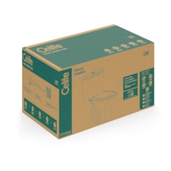 Kit Vaso Sanitário De Acessibilidade com Caixa Acoplada com Acionamento Lateral E Itens de Instalação Acesso Branco Celite
