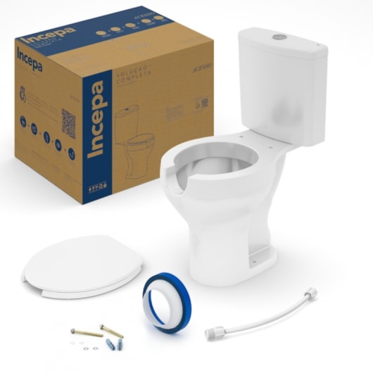 Kit Vaso Sanitário De Acessibilidade Com Caixa Acoplada E Acessórios De Instalaçao Acesso In Branco Incepa - Imagem principal - 07fbc214-6ca3-4856-9fea-7243e769e86c