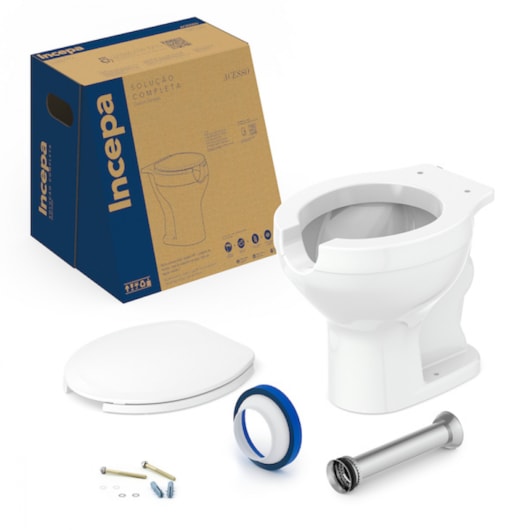 Kit Vaso Sanitário De Acessibilidade Convencional Itens de Instalaçao E Assento Acesso In Branco Incepa - Imagem principal - 4ade5536-3430-4d99-9d18-4cea887fad19