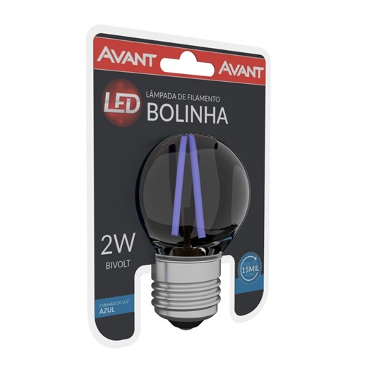 Lampada Filamento LED Bolinha 2W Luz Azul Base E27 Bivolt Avant - Imagem principal - c2948b16-fb8c-4d46-bce9-9cf3bcb3c258