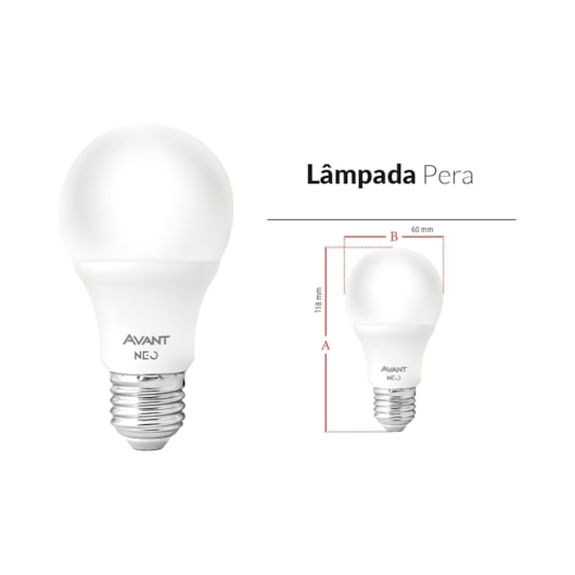 Lâmpada Inteligente LED Smart Wi-Fi Bulbo Pera NEO 10W Luz Dimerizável Amarela-Branca Base E27 Bivolt Avant - Imagem principal - 377d8133-6526-4576-a65f-7ebdf315780f