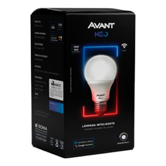 Lâmpada Inteligente LED Smart Wi-Fi Bulbo Pera NEO 10W Luz Dimerizável Amarela-Branca-RGB Base E27 Bivolt Avant - Imagem principal - 778a6506-1fcc-40d8-8594-9ee50ba0729b