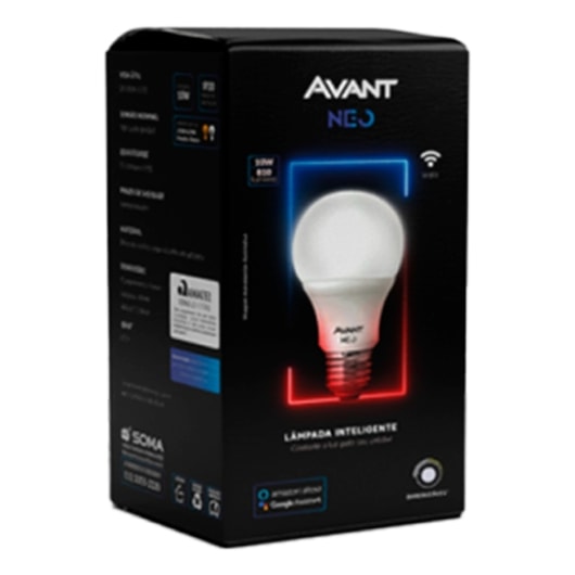 Lâmpada Inteligente LED Smart Wi-Fi Bulbo Pera NEO 10W Luz Dimerizável Amarela-Branca-RGB Base E27 Bivolt Avant - Imagem principal - 771b0b10-dae6-4e51-ba51-babdc422a65c