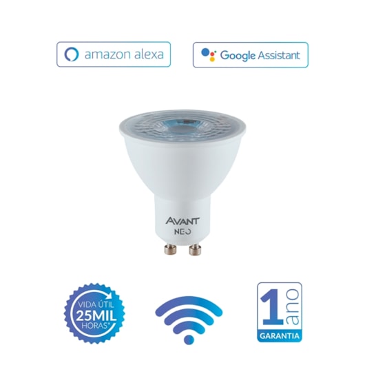 Lâmpada Inteligente LED Smart Wi-Fi Dicroica MR16 NEO 5W Luz Dimerizável Amarela-Branca Base GU10 Bivolt Avant - Imagem principal - b4cd4047-5436-4909-8345-ec50481e64cd