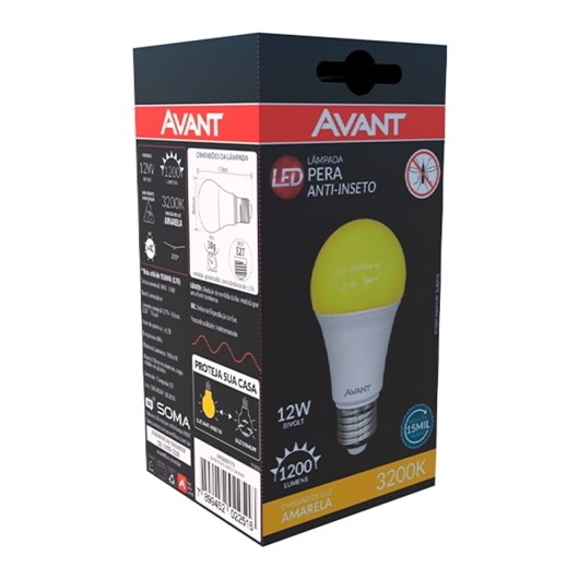 Lampada LED Bulbo Pera 12W Anti Inseto Base E27 Bivolt Avant - Imagem principal - 49b8a184-1497-466c-9042-be5e1869c3e1