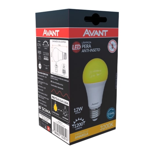 Lampada LED Bulbo Pera 12W Anti Inseto Base E27 Bivolt Avant - Imagem principal - 07233985-c705-434d-b420-5c7cfa381e92