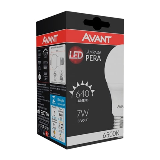 Lampada LED Bulbo Pera 7W Luz Branca 6500K Bivolt Avant - Imagem principal - 413d3035-c15a-4b12-b69a-8af45903fa15