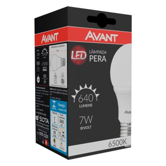 Lampada LED Bulbo Pera 7W Luz Branca 6500K Bivolt Avant - Imagem principal - 6afa3f43-5530-4881-92ca-63f2e711316e