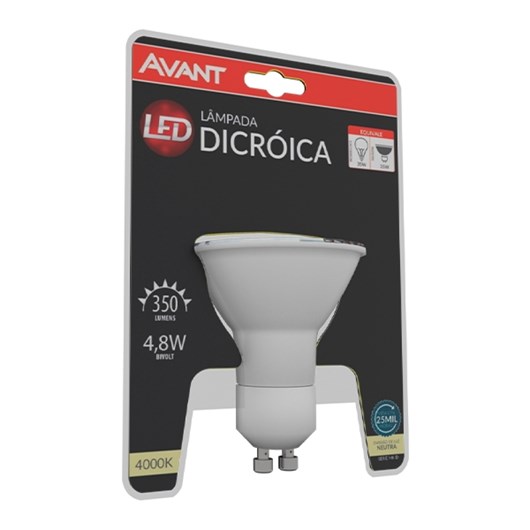 Lampada LED Dicroica MR16 4,8W Luz Neutra 4000K Base GU10 Bivolt Avant - Imagem principal - 54609c4e-bdb2-4629-9db9-c9a0b3ddc628
