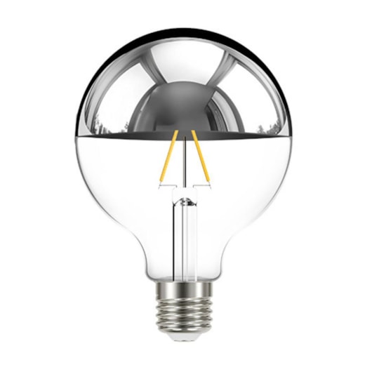 Lâmpada Led Filamento Defletora Espelhada Globo G95 Prata Taschibra Autovolt - Imagem principal - 82d2f5df-36b1-4f19-b478-f56f806a1c8a