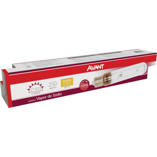 Lâmpada Vapor De Sódio Tubular E4 250W Emissão de Luz Amarela 2000K Avant - Imagem principal - 5b2b040d-2e81-43a6-a197-34f86708c1a2
