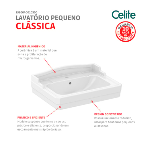 Lavatório Clássica Branco Celite 61x45cm - Imagem principal - e864dd59-e18b-4df0-9d12-e9931da76251