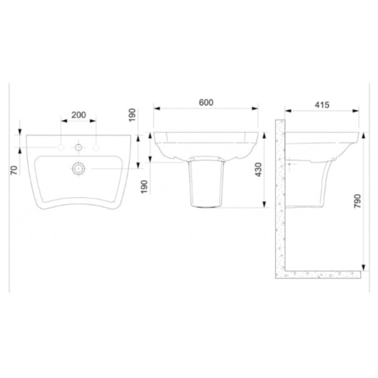 Lavatório De Acessibilidade Para Coluna Acesso Branco Celite 60x42cm - Imagem principal - 9be15233-c756-4c30-a048-fd4f62483199