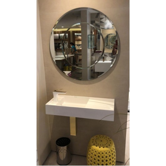 Lavatório De Apoio Duramatt Esquerdo Com Textura Friso Arles Fosco Branco Acetinado Sabbia - Imagem principal - f5b15482-04c9-448c-919b-86c399e5d7a7