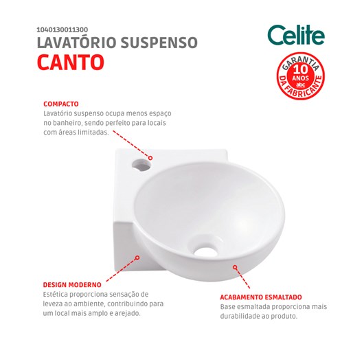 Lavatório De Canto 39x32cm Branco Celite - Imagem principal - 3f9a2c4b-16d3-4109-baf6-5e7be6cf5794