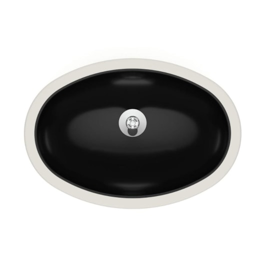 Lavatório De Embutir Oval Preto Celite 49x32,5cm - Imagem principal - 3d305ca3-e923-47dc-9de7-ec2e7db512c3