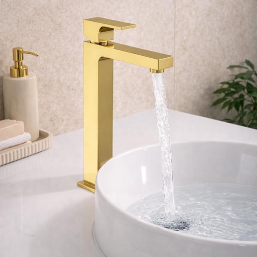 Lavatório De Mesa Monocomando Unic Bica Alta Gold Deca - Imagem principal - 7172dbe2-9849-4449-970d-473fce60a3d2