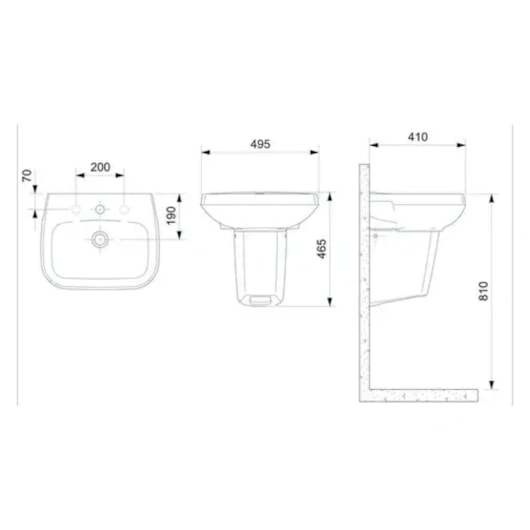 Lavatório Para Coluna Avant Plus Branco Incepa 49,5x41cm - Imagem principal - 0537255c-7b09-416b-a13c-36047e788d82