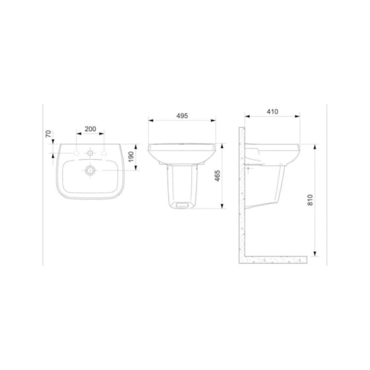 Lavatório Para Coluna Furo Central Sem Ladrao Art Branco Incepa 49,5x41cm - Imagem principal - 950905b9-a060-4cf6-9f14-b50d0e990f3b