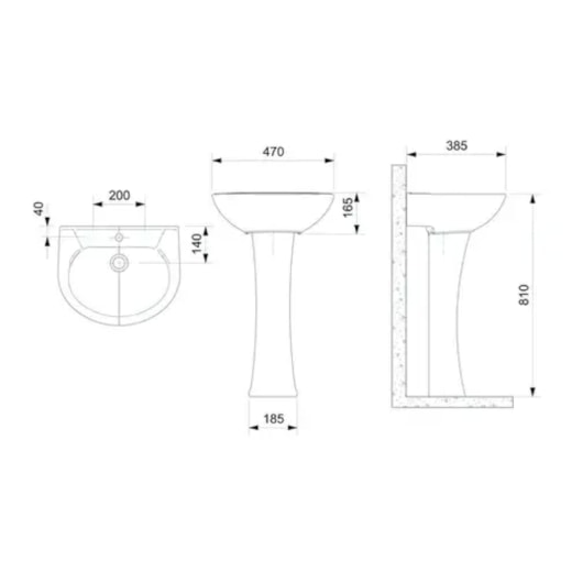 Lavatório Para Coluna Furo Central Sem Ladrao Flamingo Bisc Incepa 47x38,5cm - Imagem principal - 179f4346-11b1-4abc-84e2-a9433fe93893