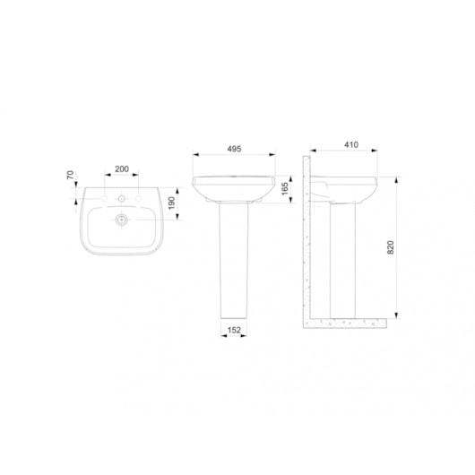 Lavatório Para Coluna Like 50x40cm Branco Celite - Imagem principal - 7da2d5a3-c616-4163-b8fa-911f6c573d47