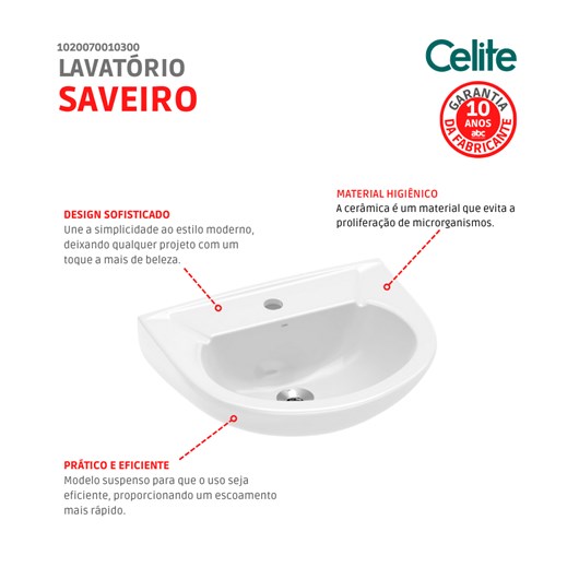 Lavatório Para Coluna Saveiro 47x39cm Branco Celite - Imagem principal - 827d3c5d-385c-42f2-a329-983ed398e0fa