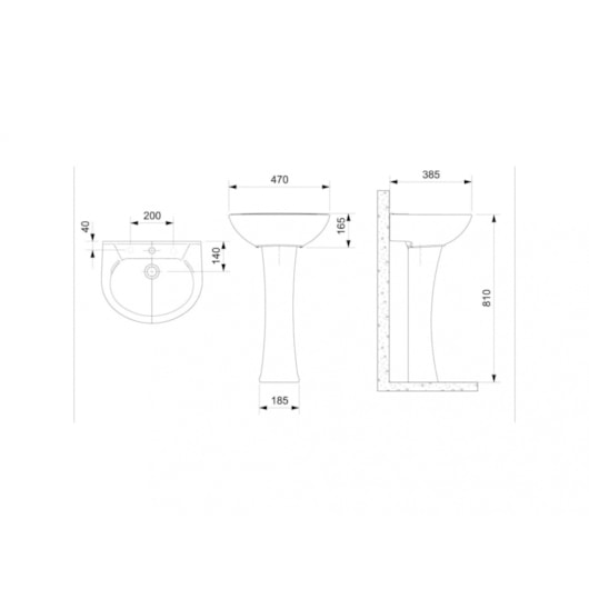 Lavatório Para Coluna Saveiro Branco Celite 47x39cm - Imagem principal - 37a95478-9cad-4191-824b-1bfe0e211e43