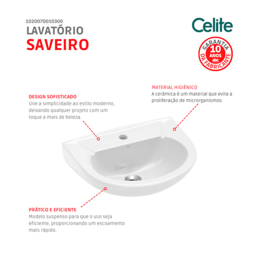 Lavatório Para Coluna Saveiro Branco Celite 47x39cm - Imagem principal - 0c1692e6-73e4-4f32-832f-4e51fd61b160