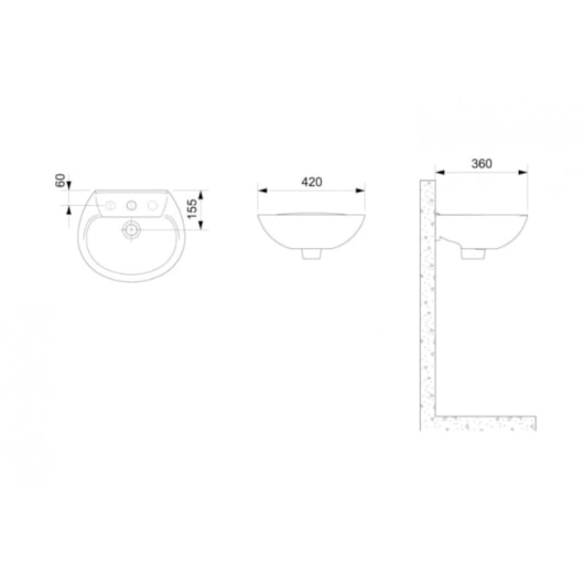 Lavatório Suspenso Com Furo Central Sem Ladrão Branco Celite 42,5x36,5cm - Imagem principal - d4bbf805-b85f-461f-9cd8-2cf9717d7e4d