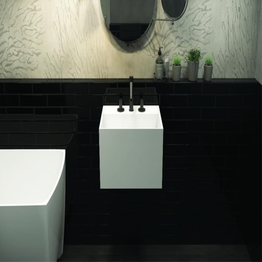 Lavatório Suspenso Duramatt Com Textura Friso Branco Fosco Acetinado Sabbia - Imagem principal - cd5de933-ff46-4fac-bca7-6a30d72b9153