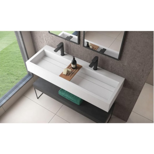 Lavatório Suspenso Duramatt Com Textura Friso Tibet 120 Branco Fosco Acetinado Sabbia - Imagem principal - 443ca5c1-94f6-4980-9ecd-30b47322f42b