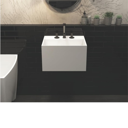 Lavatório Suspenso Duramatt Com Textura Tropical Branco Fosco Acetinado Sabbia - Imagem principal - ff8de8a2-1365-4d99-bd03-fd9571ca8ad6