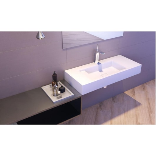 Lavatório Suspenso Duramatt Rodes 100 Branco Fosco Acetinado Sabbia - Imagem principal - 29095252-069c-4c98-b712-cd10b8b7b078