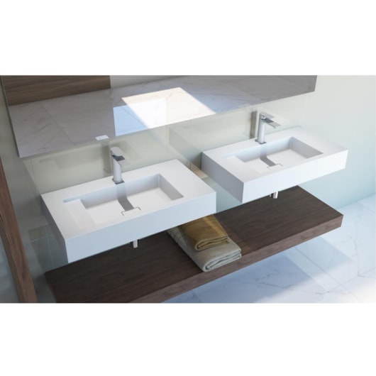 Lavatório Suspenso Duramatt Rodes 80 Branco Fosco Acetinado Sabbia - Imagem principal - a39f7895-2d11-4284-acae-2e53cbd2a961