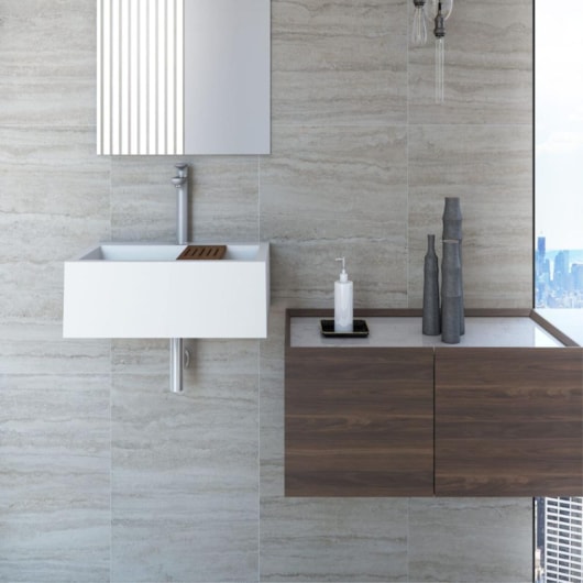 Lavatório Suspenso Duramatt Tibet 70 Branco Fosco Acetinado Sabbia - Imagem principal - ab68da15-5e55-4bbf-8dc3-9f559713e7f1