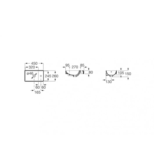 Lavatorio Suspenso Ona Branco Roca 45x26cm - Imagem principal - 4bfb8caa-e380-4665-a96e-5281730a3402