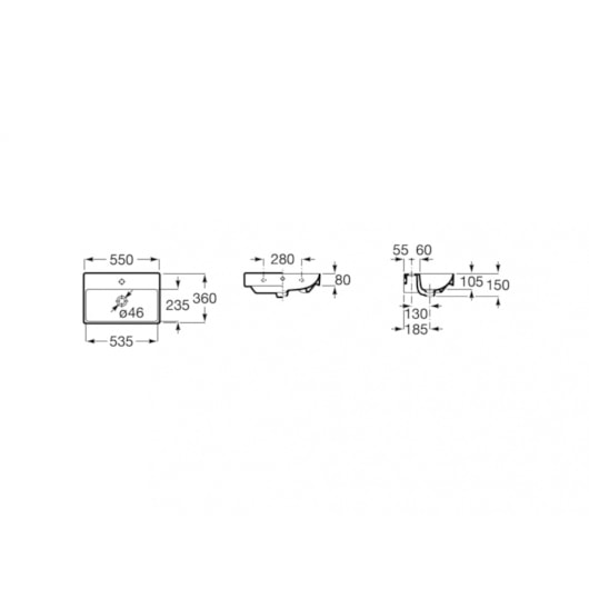 Lavatorio Suspenso Ona Branco Roca 55x36cm - Imagem principal - 9929b009-b5a6-411d-af71-2cfbbd7eaea5