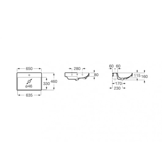 Lavatorio Suspenso Ona Branco Roca 65x46cm - Imagem principal - 0ec3c4c8-1216-4702-a93b-39f896c26e91