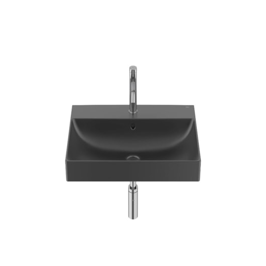 Lavatório Suspenso Ona Preto Matte Roca 65x46cm - Imagem principal - f187461f-fefd-4b8b-a367-a4503ca99ea4